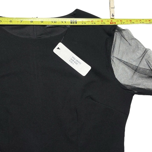 Ina Black Cocktail Party Evening Dress Sheer Bell Sleeve Details Size L - Picture 9 of 15